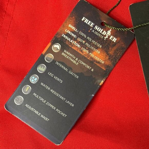 NWT Free Soldier Tactile Insulated Red Snow Ski Pants Mens Sz XL - Picture 2 of 9